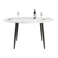 thumbnail image 3 of 59-Inch Round Marble Dining Table, 6-Person Capacity, White Modern Dining Table with Metal Base for Kitchen, 3 of 9