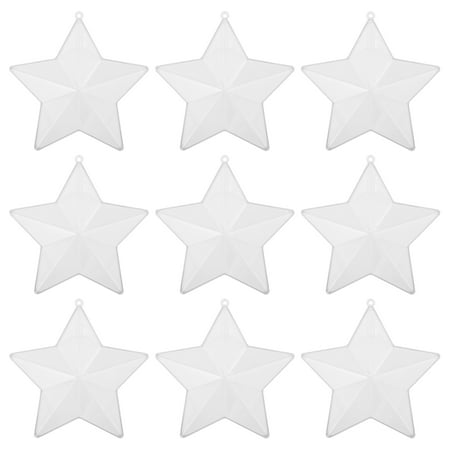 

TINKSKY 10Pcs Plastic Five-pointed Star Pendants Xmas Decorative Supplies Transparent