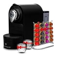 thumbnail image 2 of ChefWave Máquina de café espresso compatible con cápsulas Nespresso (negra) con soporte para cápsulas y paquete de 2 tazas de vidrio con espumador de leche de mano (2 artículos), 2 of 5