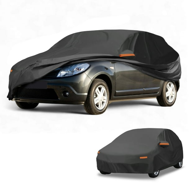 Funda para Auto Impermeable Unique Bargains para Todo Clima, Exterior Completo Anti-UV para Dacia Sandero Hatchback 190T-PU Negra con Franjas Reflectantes