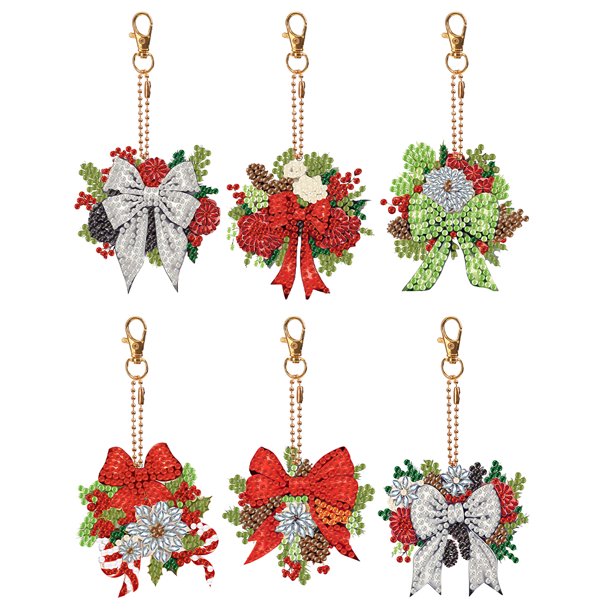 Llavero con Diamante Taladro Hugtrwg 6 Uds Lazo Navideño Creativo Doble cara