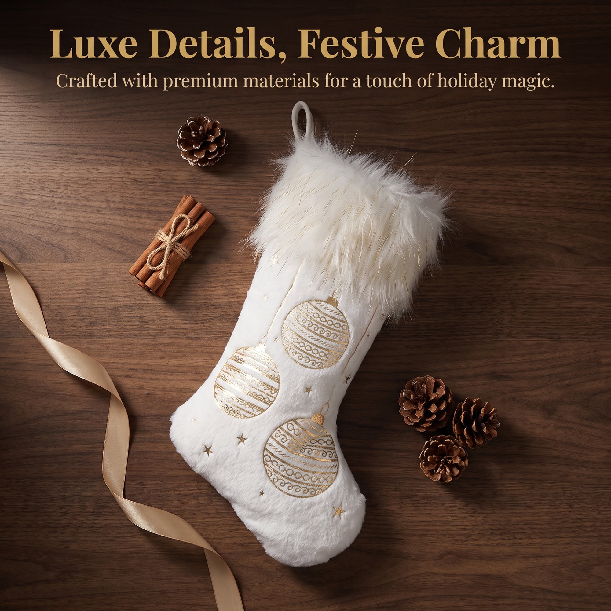 Unique Bargains Foil Christmas Stocking Double Layer Metallic Crystal Sock Ball 16"
