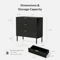 thumbnail image 6 of EYYTHUNG Fluted 3 Drawer Dresser with Metal Legs, Large Modern Chest of Drawers Bedside Nightstand Wood Dresser, Black, 6 of 6