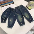 thumbnail image 2 of Edvintorg Kids Jeans Girls Clearance Fashion Cute Sweet Printed Elastic Waist Casual Denim Pants Trousers with Pocket 8Months-6Years Kids Clothes Girls, 2 of 3