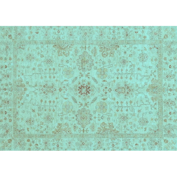 Ahgly Company Indoor Rectangle Oriental Light Blue Traditional Area Rugs, 7' x 10'