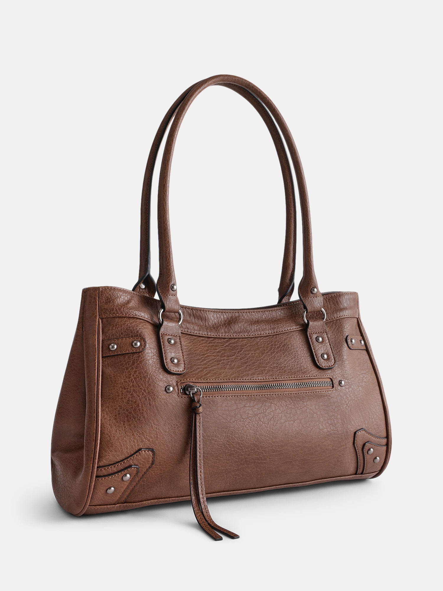 No Boundaries Women's Faux Leather Shoulder Bag, Obsidienne