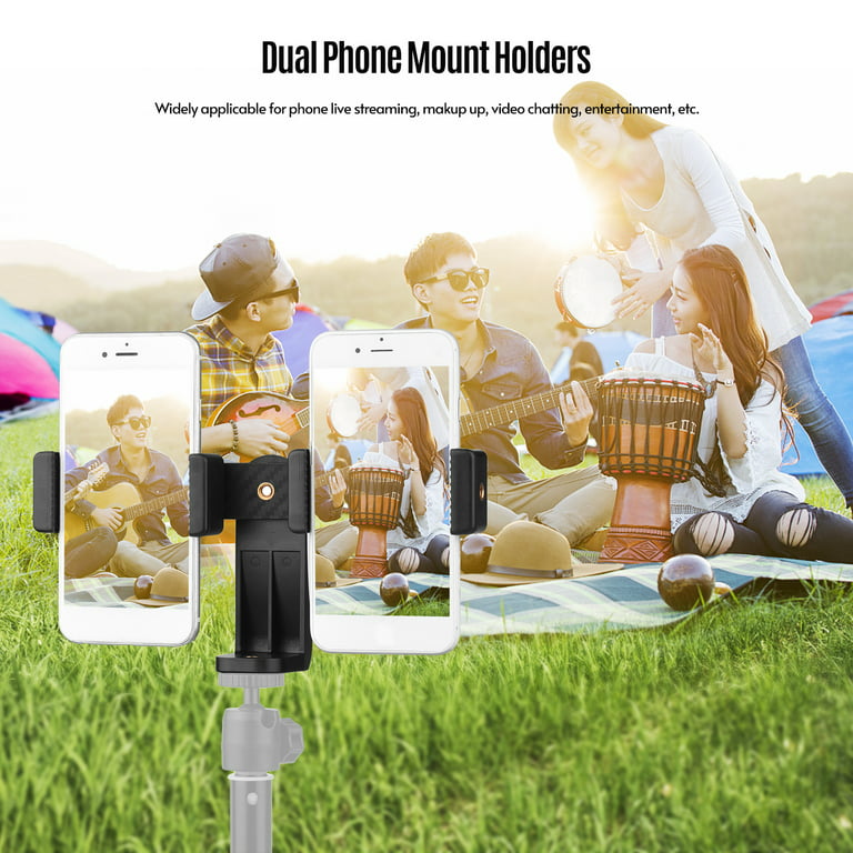 Cheap Double Phone Holder Tripod Mount Adapter Horizontal Vertical