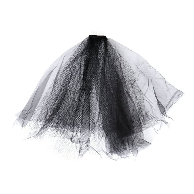 Vintage Bridal Veil Fluffy Multi-layer Mesh Halloween Cosplay Veil Black