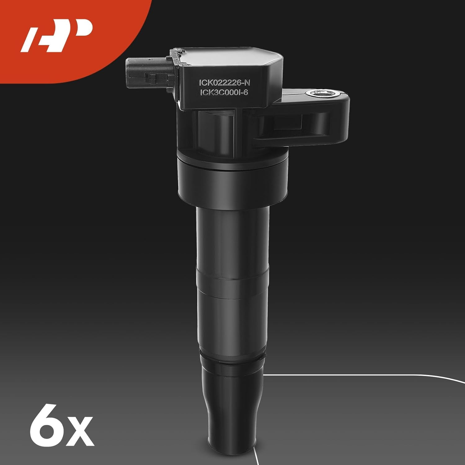 A-Premium Set of 6 (Black) Ignition Coil Pack and Iridium Spark Plugs Compatible with Hyundai Sonata 2006-2010, Santa Fe 2007-2009 & Kia Optima 2006-2008