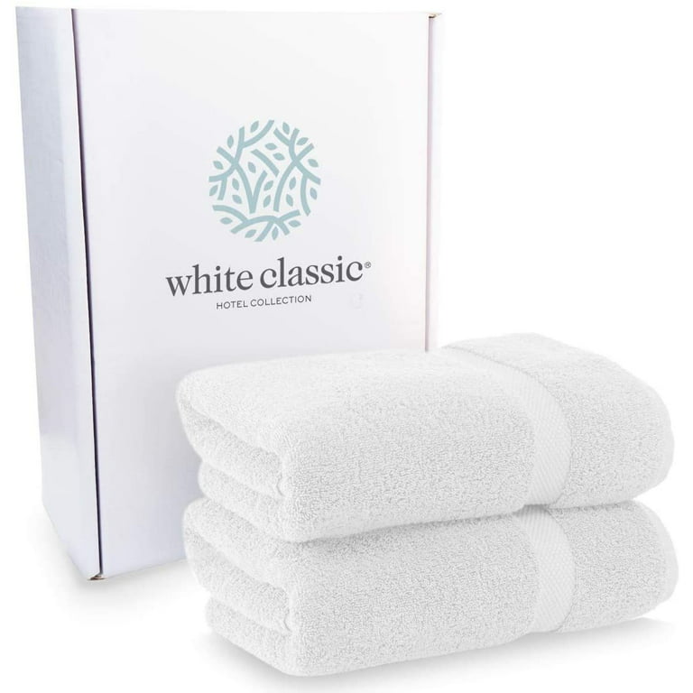 White Classic Luxury White Cotton Bath Towels Large 30x56 2-Pack, Size: 30 x 56