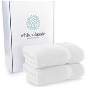 White Classic Luxury 100% Cotton Bath Towels, White, 30 x 56, 2 Pack