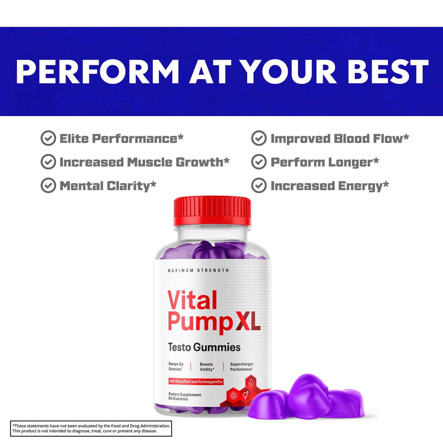 Vital Pump XL Gummies for Men Maximum Strength Vitamin Supplement 180 Gummies