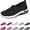 Black, variant on Uelaod Womens Lightweight Slip On Sneakers Breathable Knit Mesh Walking Shoes Comfortable Air Cushion Casual Loafers for Nursing Work