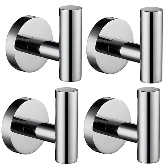 4 Pcs Stainless Steel Bathroom Towel Hooks, Heavy Duty Robe Shower Hooks with Strong Suction Cup, No Drilling Wall Mounted Towel Hangers for Kitchen, Door, 3.5 x 2.8 x 1.6 in / 9 x 7 x 4 cm