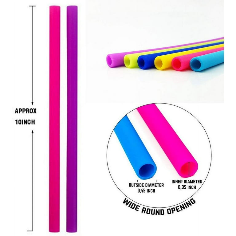 Big Silicone Straws Reusable Silicone Drinking Straws10Pcs Straight  Smoothies Straws For 30&20 oz Tumblers-Reusable Straws Extra Long for