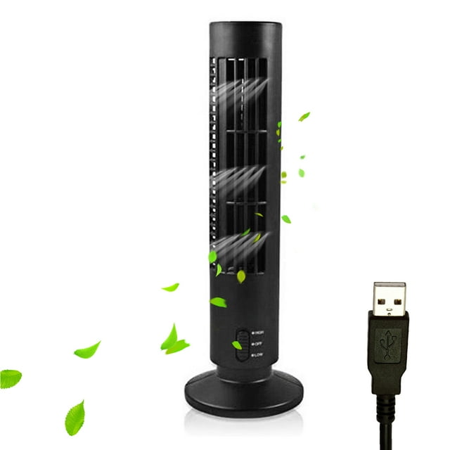 Ventilador de torre portátil Ventilador eléctrico de 2 velocidades silencioso sin aspas Ventilador de torre alimentado por USB Ventilador de aire acondicionado vertical para dormitorio interior Oficin yeacher Estándar