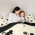 thumbnail image 5 of jejeloiu Beige Black Cat Silhouette 7-Piece Bedding Comforter Set Kids,Minimal Kitten Print King Bedding Sets,Reversible, 5 of 7