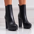thumbnail image 5 of Mostsola Black Boots for Women Elastic Ankle Boots Zip up Platform Heels Fashion Block Heeled Pumps, 5 of 9