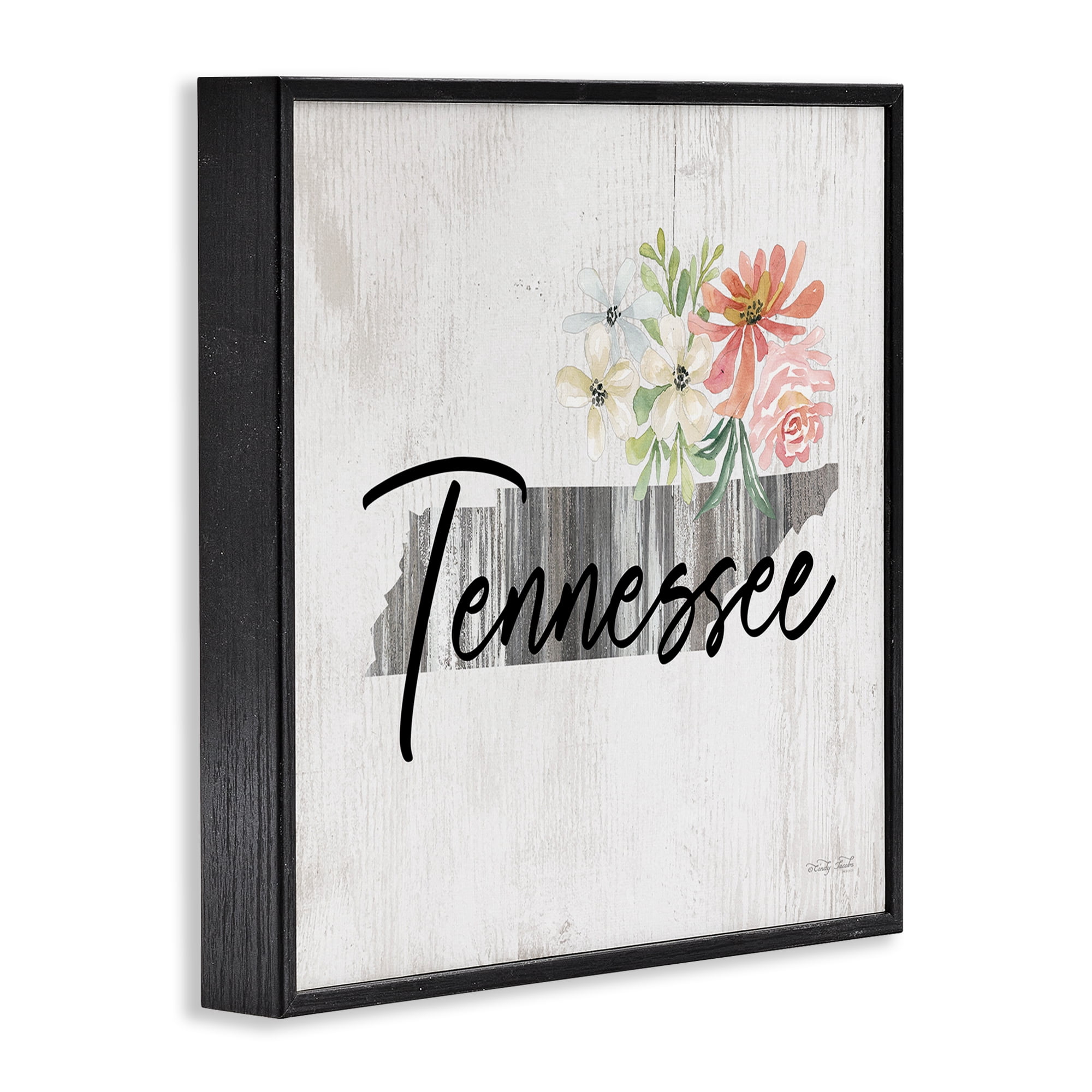 Stupell Industries Shabby Chic Tennessee Botanical & Floral Painting Black Framed Art Print Wall Art, 12 x 12