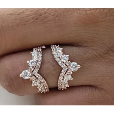 2Ct Lab Created Diamond Enhancer Wrap Guard Wedding Ring in 14K Rose Gold Plated