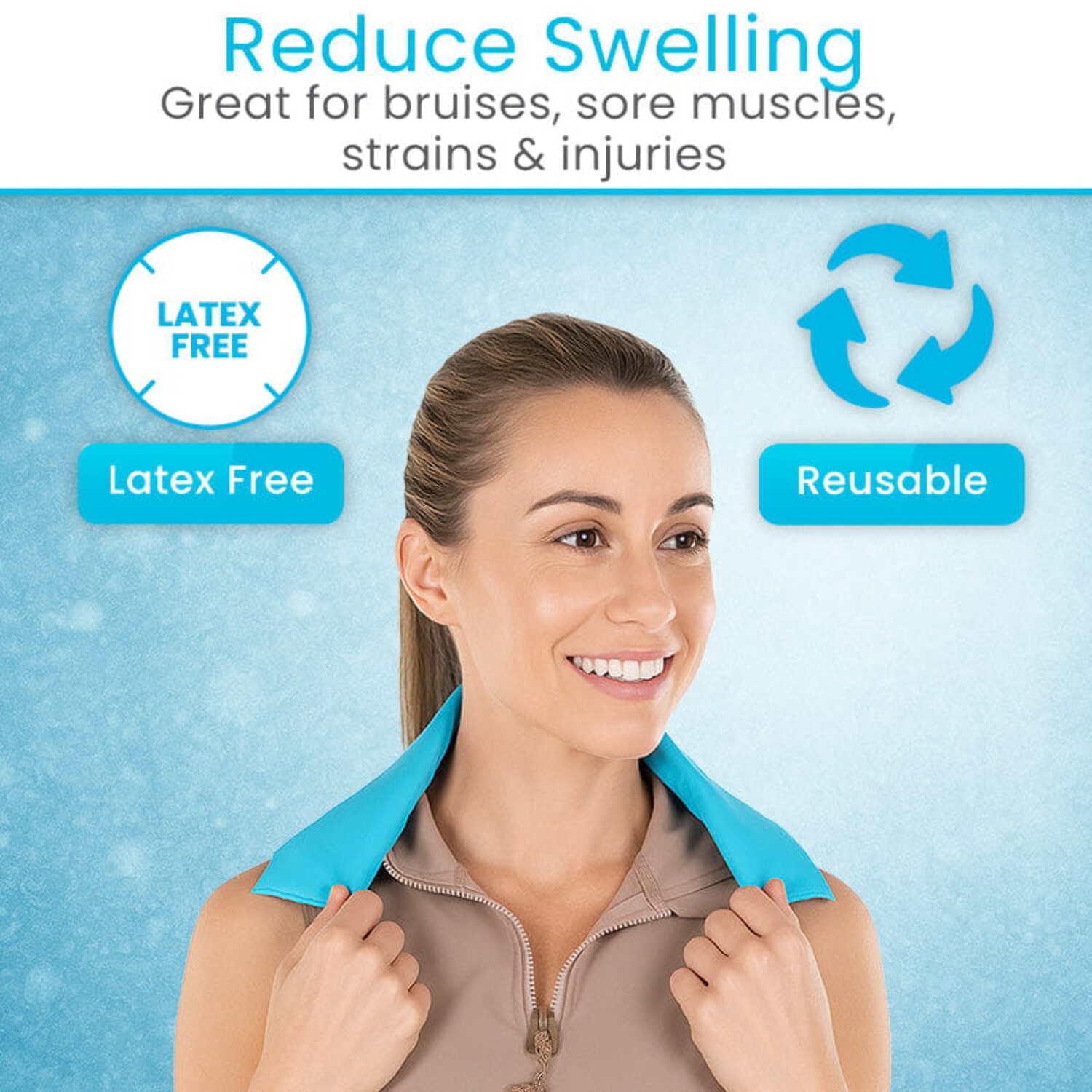Vive Neck Ice Pack Wrap, Reusable Gel Ice Pack for Neck Shoulders, Cold Compress Therapy for Pain Relief, Injuries, Swelling