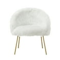 thumbnail image 2 of Denby White Faux Fur Accent Chair - Gold Powder Coated Metal Leg, ,, 2 of 9