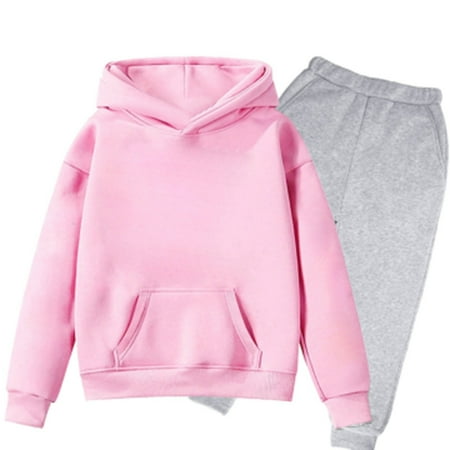 Liyamei Children Kids Boys And Girls Long Sleeve Letter Printed Lightweight Hoodie Sweatshirts And Long Pants Set Outfit Girls Casual Sets Size Pink 3-4 Years