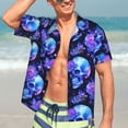 thumbnail image 7 of Fuzoiu cool crystal Skull flower Print Hawaiian Shirt for Men, Summer Beach Casual Short Sleeve Button Down Shirts, Men’s Beach Summer Shirts with Pocket,X-Large, 7 of 7