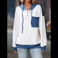 thumbnail image 4 of Sudadera con Capucha para Mujer 2025, Cuello Abotonado, Cordón Ajustable, Sudadera Informal de Larga, Camisetas. y Azul XXL, 4 of 9