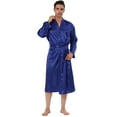 thumbnail image 1 of Bata de satén para hombre, camisón para dormir, camisón de manga larga para dormir, pijama, vestido, albornoz Azul XL, 1 of 4