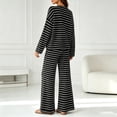 thumbnail image 6 of Aimik Lounge Sets for Women Striped Long Sleeve Crewneck Top and Wide Leg Long Pants Set Fall Winter Casual Womens Striped Set, 6 of 6