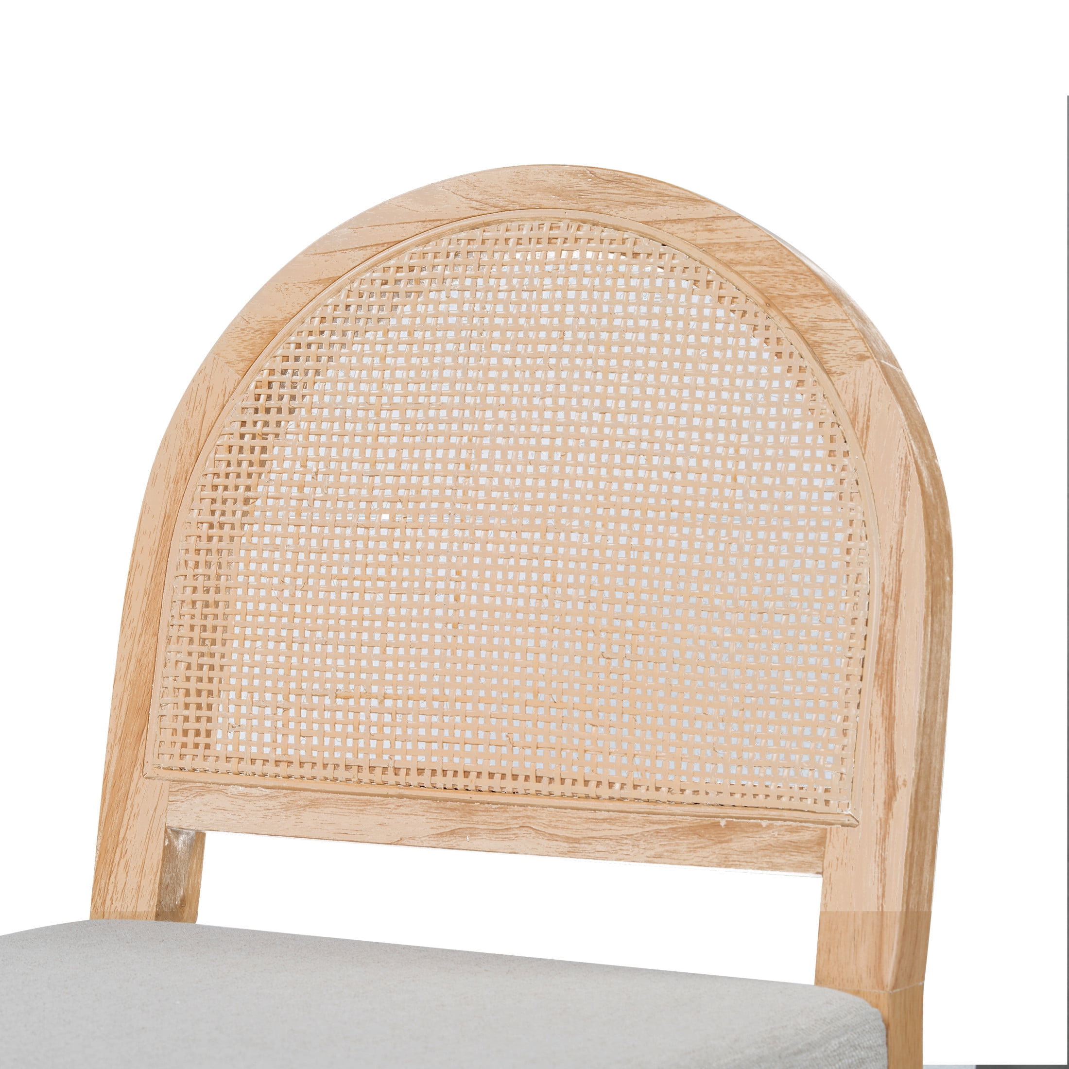 Christopher Knight Home 24.5" Counter Stools, Natural Wood Frame, Rattan Woven Back, Gray Cushion, Set of 2