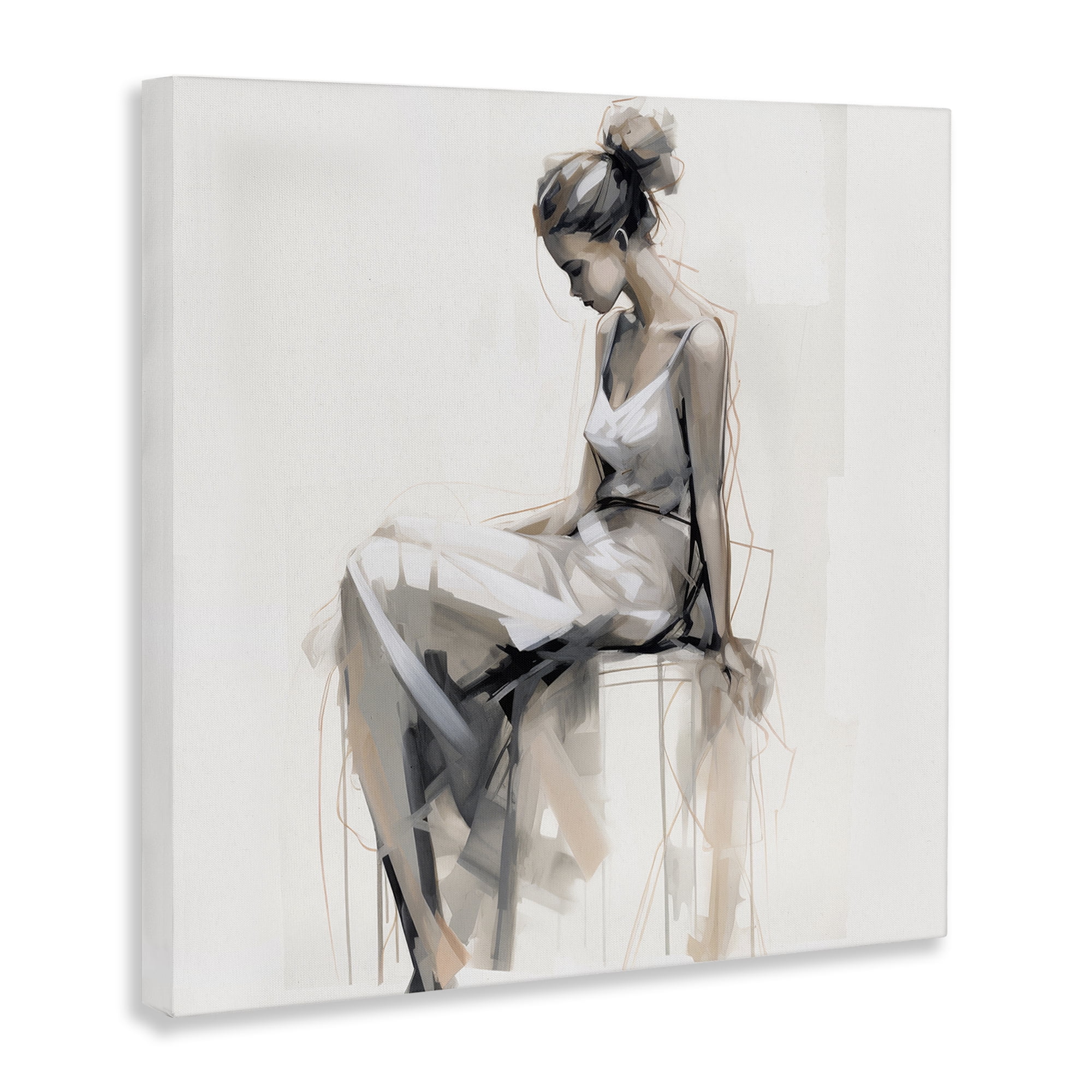 Stupell Industries Female Portrait Impression People Painting Wrapped Canvas Art Print Wall Art, 24 x 24