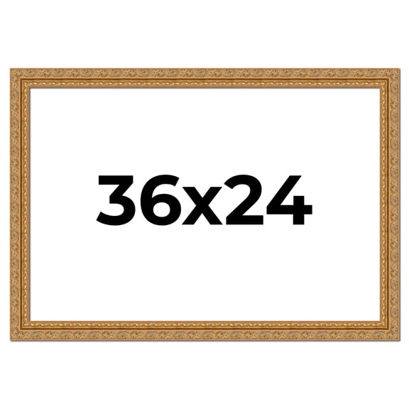 36x24 Frame Gold Ornate Solid Wood Picture Frame | 2 Inch Moulding Width | Firman Traditional Photo