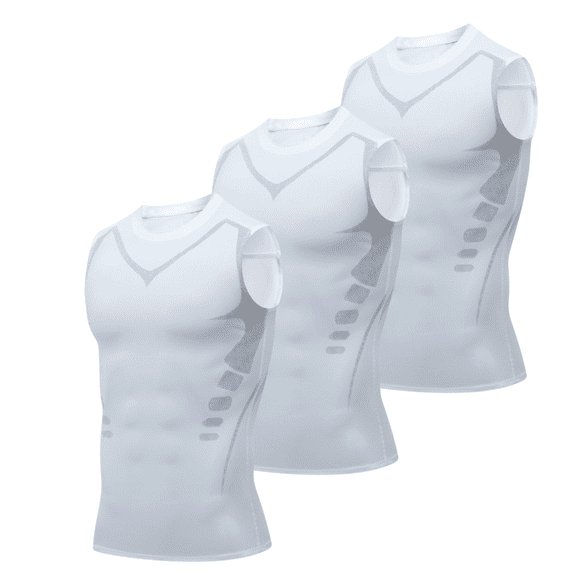 3 Pack Sleeveless Shirt For Men's Sports Muscle Slimming Shirt, Men's Compression Vest, Breathable And Comfortable Running, Shaping And Cycling Top White S