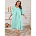 thumbnail image 4 of FEREMO 100% Cotton Nightgowns for Plus Size Women Pleated Soft Sleepwear with Pockets, 4 of 6