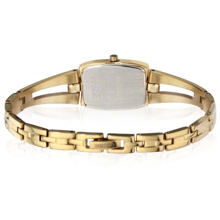 Seiko Women's SUP086 Tressia Solar Mother of Pearl Dial Gold Tone