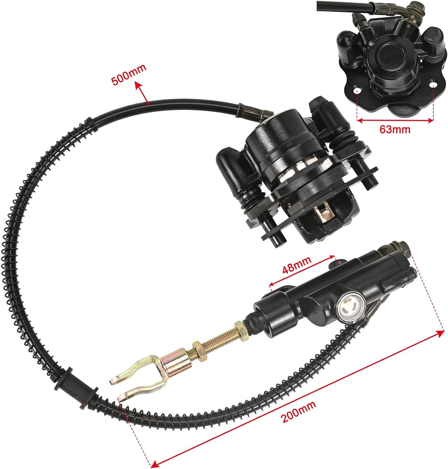 Trkimal Rear Disc Brake Master Cylinder Caliper With Replaced Disc Brake Pads for Chinese TaoTao 110cc Peace Motorsports Quad Coolster 3050HD ATV Kids Four Wheeler 50cc 70cc 90cc 110cc 125cc