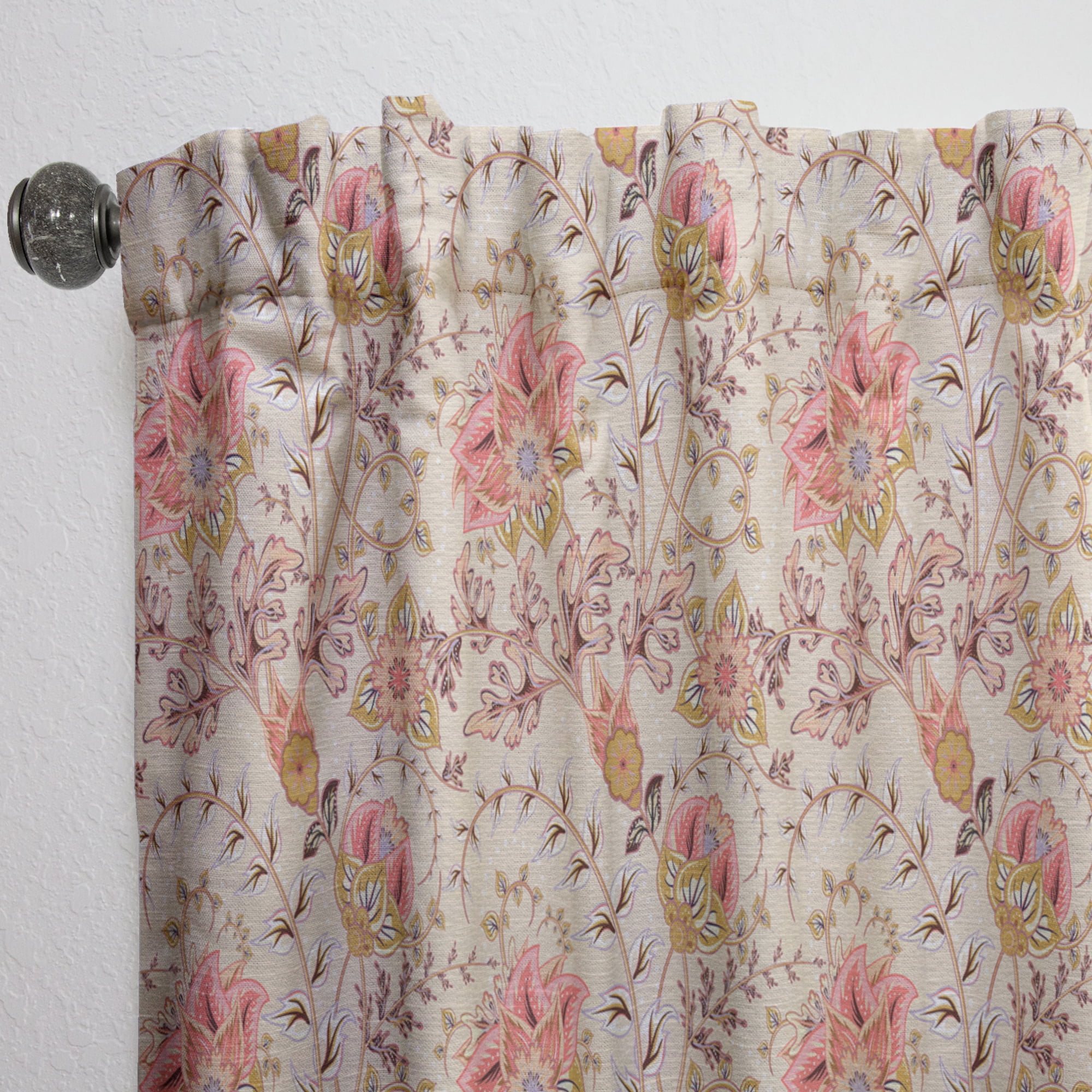 Designart 'Oriental Floral Paisley Retro Pattern' Mid-Century Modern Curtain Panel