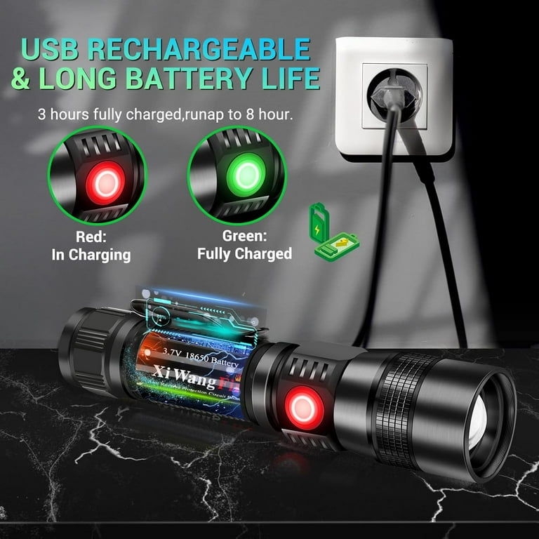 Fay Bless Black Light Flashlight - 3-in-1 Rechargeable UV, 1200 Lumen, 7 Modes, Zoomable, IPX6 Waterproof, 2 Pack