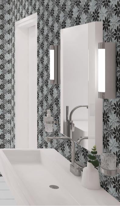 Fresh Ticia Gray Floral Pattern Polished Glass Mosaic Wall and Floor Tile