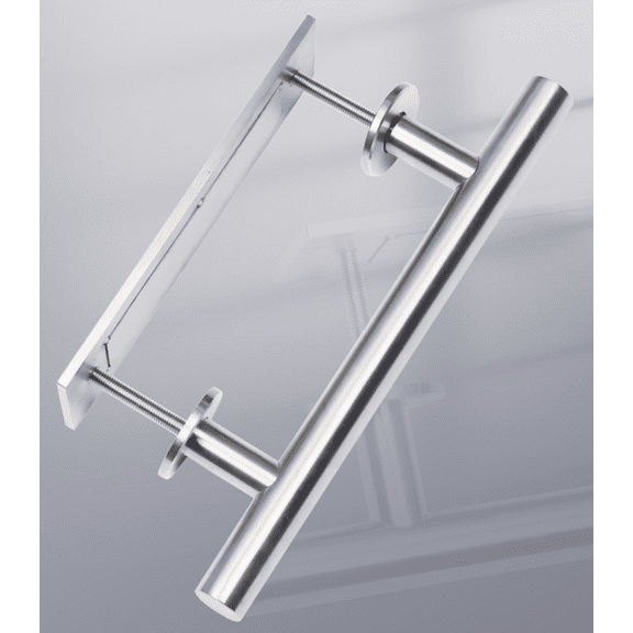 ATT Hardware 12" Stainless Steel Sliding Barn Door Handle Flush Pull Handle Set-Silver-Round