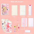thumbnail image 4 of Link to X 2021 Refillable A5 Pink with Glitter Notebook Set with 6 Hole Loose Leaf PVC Sequin Binder Cover, Square & Lined Refills, Index Dividers, Zip Lock Envelope, Ruler, 4 of 4