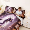 thumbnail image 3 of Metsweet Purple Dragon Bed Sheets 4-Piece, Chic Flowers Full Size Sheets, Purple Pink Brown,1 Fitted Sheet, 1 Flat Sheet and 2 Pillowcases, 3 of 5