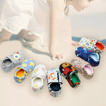 

YMH 1 Pair Toddler Shoes Cartoon Print Non-slip 0-3 Years Old Unisex Infant Walking Shoes for Baby