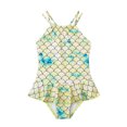 thumbnail image 1 of Maillot de Bain une Pièce Imprimé pour Filles, Bikini à Bretelles et Volants, 1 of 5