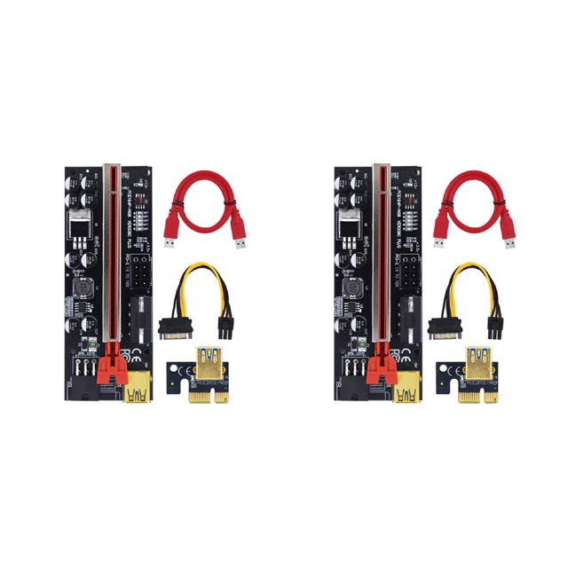 Maoww PCI-E 1x to 6x Exender Board USB Card Adapter with LED Indicator Component Red Slot+Red Wire 2Set