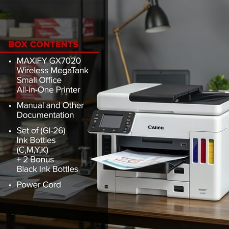 Canon - MAXIFY MegaTank GX7020 Wireless All-In-One Inkjet Printer with Fax - White