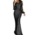 thumbnail image 2 of Guieoi Dress for Women under $10.00 Plus Size Women's Sexy Dress formal Gowns Evening Dresses Long Sleeve Party Club Dress Black Black*Friday/Cyber*Monday, 2 of 7