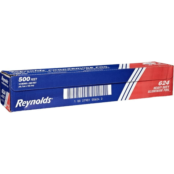 Reynolds Wrap Heavy Duty Aluminum Foil Roll, 18" x 500 ft, Silver -RFP624